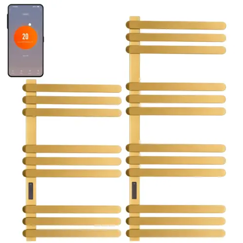 Greeba Dry Electric Towel Rail Bathroom Radiator Brushed Brass Gold 800 1100