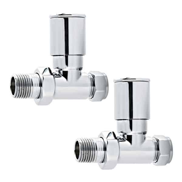 Quality Straight Chrome Radiator Valves, Round Type, Solid Brass, 1/2″ BSP 15mm Best Quality & Price, Energy Saving / Economic To Run Buy Online From Adax SolAire UK Shop