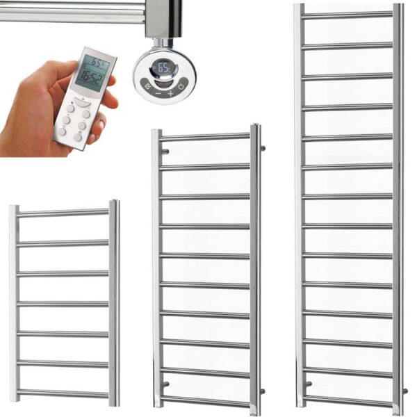 Alpine Modern Heated Towel Rail / Warmer, Chrome – Electric, Thermostat + Timer Best Quality & Price, Energy Saving / Economic To Run Buy Online From Adax SolAire UK Shop 2
