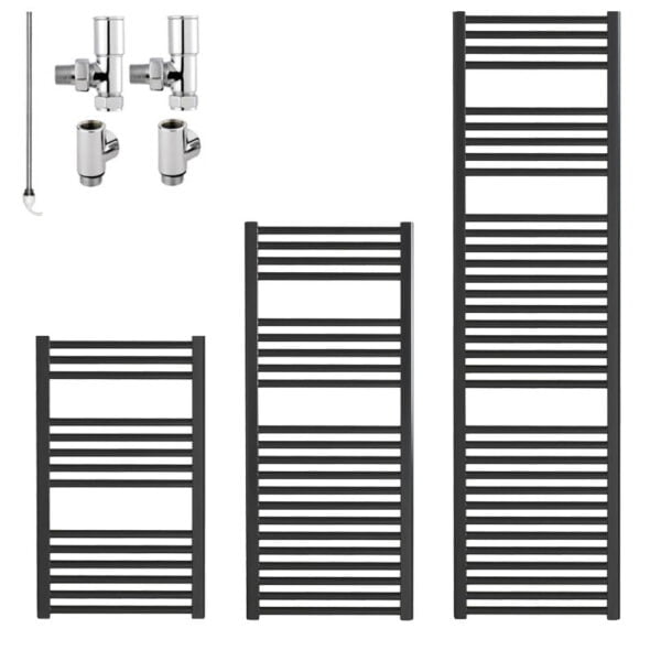 Bray Black Straight Towel Warmer / Heated Towel Rail Radiator – Dual Fuel Best Quality & Price, Energy Saving / Economic To Run Buy Online From Adax SolAire UK Shop 2