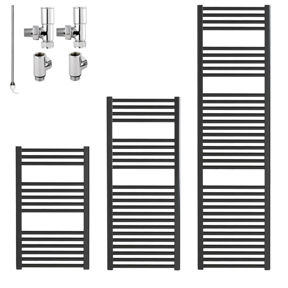 Bray Black Straight Towel Warmer / Heated Towel Rail Radiator – Dual Fuel Best Quality & Price, Energy Saving / Economic To Run Buy Online From Adax SolAire UK Shop
