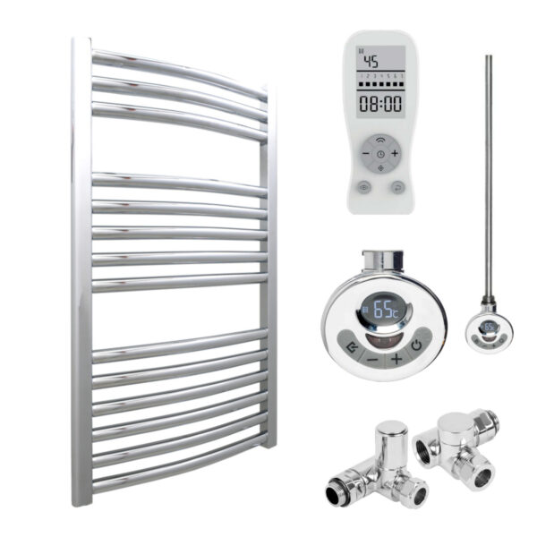 Bray Curved Towel Warmer / Heated Towel Rail, Chrome – Dual Fuel, Thermostat + Timer Best Quality & Price, Energy Saving / Economic To Run Buy Online From Adax SolAire UK Shop 4