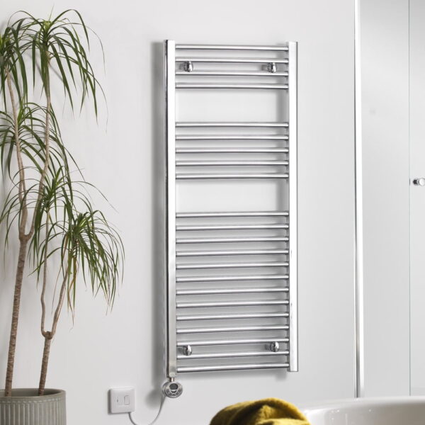 Bray Straight Towel Warmer / Heated Bathroom Towel Rail, Chrome – Electric, Thermostat + Timer Best Quality & Price, Energy Saving / Economic To Run Buy Online From Adax SolAire UK Shop 3