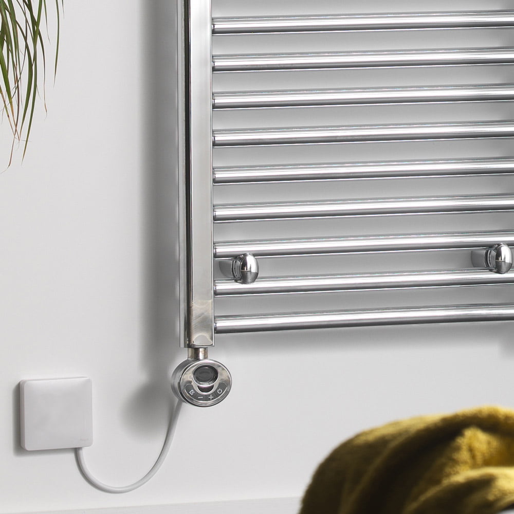 RR Vega Curved Timer Flat Panel Thermostatic Electric Heated Towel Rail 