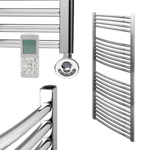 Bray Curved Towel Warmer / Heated Towel Rail, Chrome – Electric, Thermostat + Timer Best Quality & Price, Energy Saving / Economic To Run Buy Online From Adax SolAire UK Shop 8