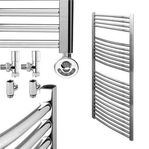 Bray Curved Towel Warmer / Heated Towel Rail, Chrome – Dual Fuel, Thermostat + Timer Best Quality & Price, Energy Saving / Economic To Run Buy Online From Adax SolAire UK Shop 8