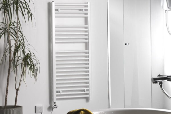 Bray Straight Towel Warmer / Heated Towel Rail, White – Electric, Thermostat + Timer Best Quality & Price, Energy Saving / Economic To Run Buy Online From Adax SolAire UK Shop 7