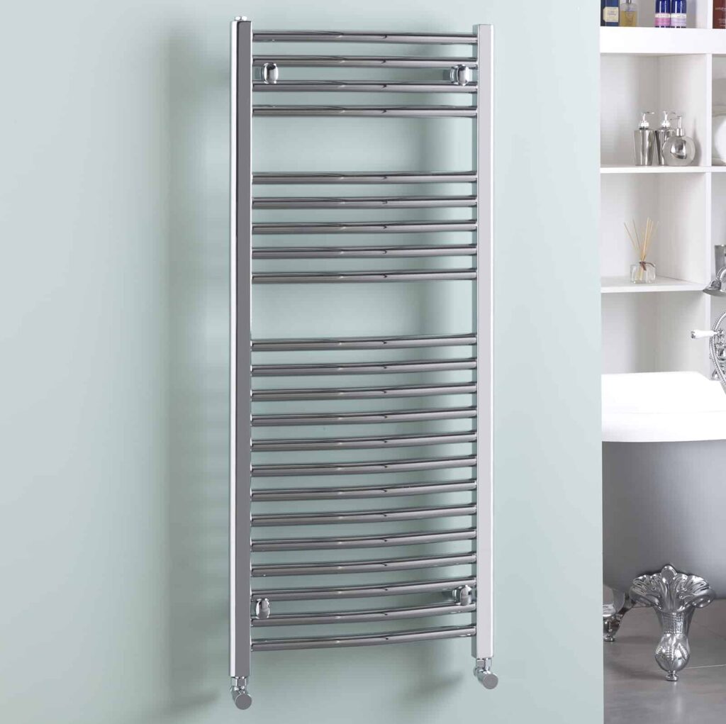 Bray Curved Chrome Heated Towel Rail For Central Heating | Adax SolAire