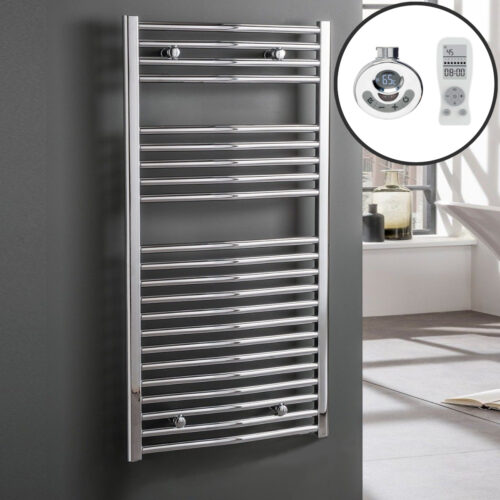 Bray Curved Towel Warmer / Heated Towel Rail, Chrome – Electric, Thermostat + Timer Best Quality & Price, Energy Saving / Economic To Run Buy Online From Adax SolAire UK Shop 2