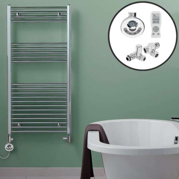 Bray Straight Heated Towel Rail / Warmer, Chrome – Dual Fuel, Thermostat + Timer Best Quality & Price, Energy Saving / Economic To Run Buy Online From Adax SolAire UK Shop 3