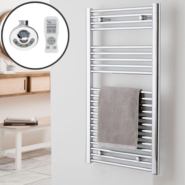 Bray Straight Towel Warmer / Heated Bathroom Towel Rail, Chrome – Electric, Thermostat + Timer Best Quality & Price, Energy Saving / Economic To Run Buy Online From Adax SolAire UK Shop 12