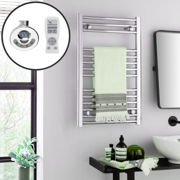 Bray Straight Towel Warmer / Heated Bathroom Towel Rail, Chrome – Electric, Thermostat + Timer Best Quality & Price, Energy Saving / Economic To Run Buy Online From Adax SolAire UK Shop 11