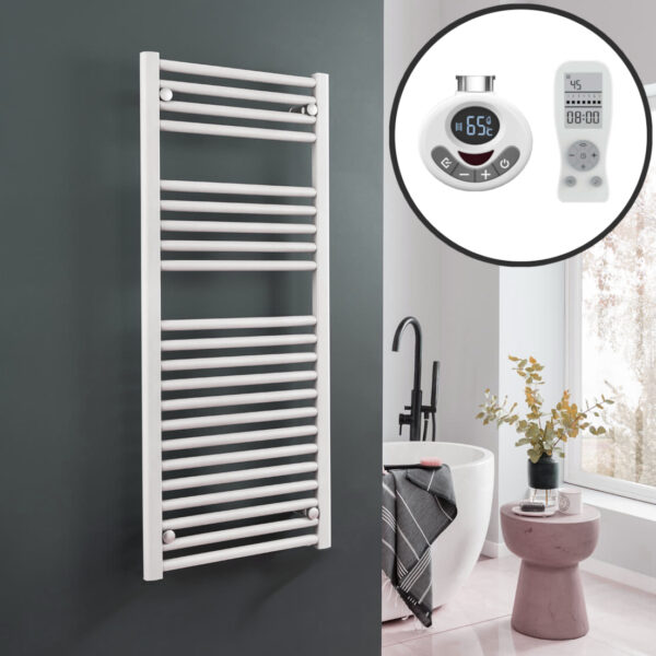 Bray Straight Towel Warmer / Heated Towel Rail, White – Electric, Thermostat + Timer Best Quality & Price, Energy Saving / Economic To Run Buy Online From Adax SolAire UK Shop 14