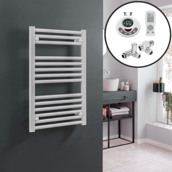 Bray Straight Heated Towel Rail / Warmer, White – Dual Fuel, Thermostat + Timer Best Quality & Price, Energy Saving / Economic To Run Buy Online From Adax SolAire UK Shop 4