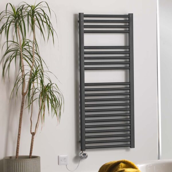 Bray Black Straight Towel Warmer / Heated Towel Rail Radiator – Electric, Thermostat + Timer Best Quality & Price, Energy Saving / Economic To Run Buy Online From Adax SolAire UK Shop 11