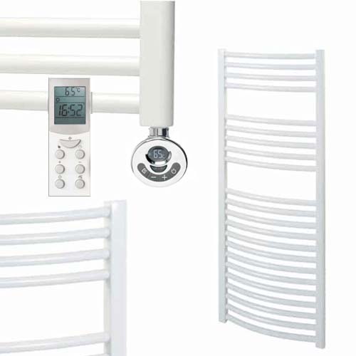 Bray Curved Towel Warmer / Heated Towel Rail, White – Electric, Thermostat + Timer Best Quality & Price, Energy Saving / Economic To Run Buy Online From Adax SolAire UK Shop 2