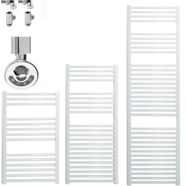 Bray Straight Heated Towel Rail / Warmer, White – Dual Fuel, Thermostat + Timer Best Quality & Price, Energy Saving / Economic To Run Buy Online From Adax SolAire UK Shop 13