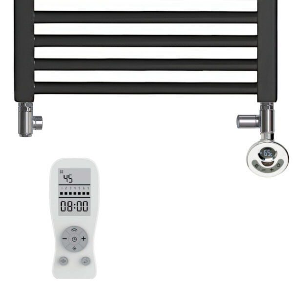 Bray Black Straight Towel Warmer / Heated Towel Rail Radiator – Dual Fuel, Thermostat + Timer Best Quality & Price, Energy Saving / Economic To Run Buy Online From Adax SolAire UK Shop 5