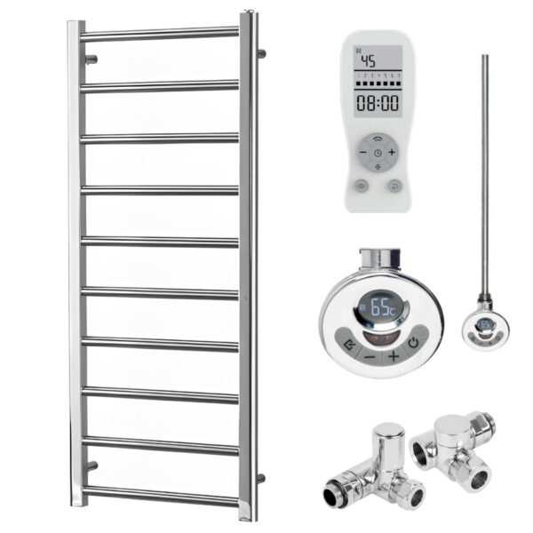Alpine Chrome Modern Towel Warmer / Heated Towel Rail – Dual Fuel, Thermostat + Timer Best Quality & Price, Energy Saving / Economic To Run Buy Online From Adax SolAire UK Shop 5