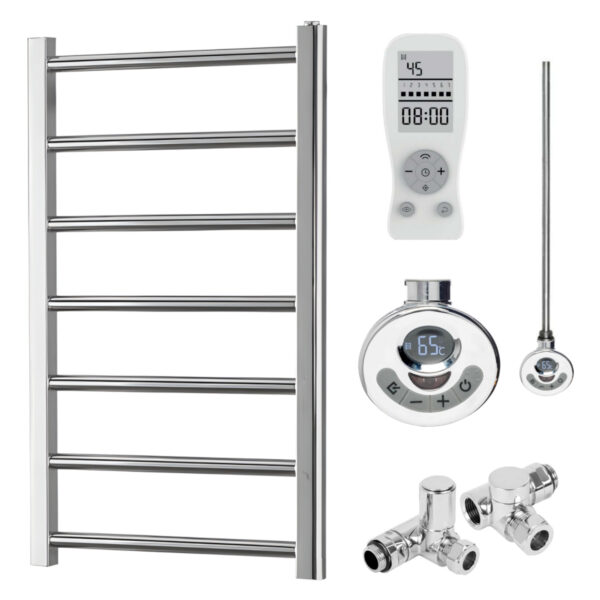 Alpine Chrome Modern Towel Warmer / Heated Towel Rail – Dual Fuel, Thermostat + Timer Best Quality & Price, Energy Saving / Economic To Run Buy Online From Adax SolAire UK Shop 4