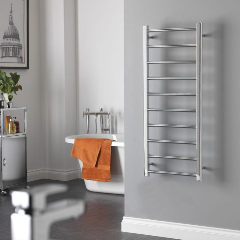 ALPINE Chrome Modern Towel Warmer / Heated Towel Rail - Dual Fuel, Electric