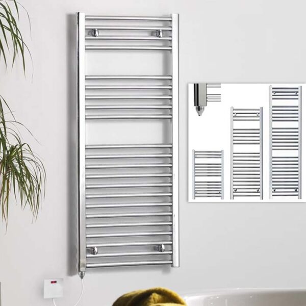 Bray Straight or Flat Heated Towel Rail / Warmer / Radiator, Chrome – Electric Best Quality & Price, Energy Saving / Economic To Run Buy Online From Adax SolAire UK Shop 14