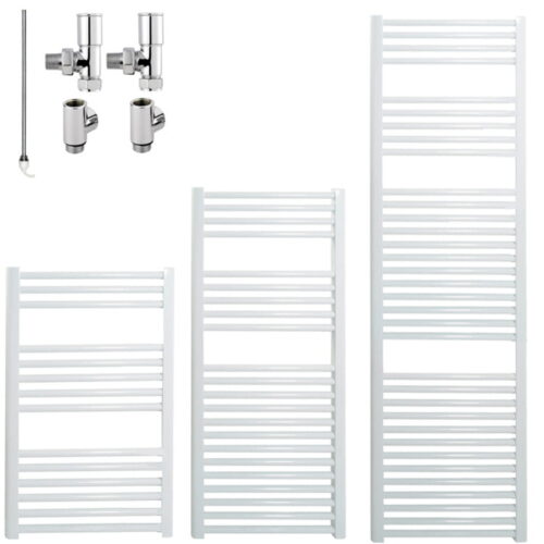 Bray Straight White Dual Fuel Heated Towel Rail | For Bathroom & Kitchen