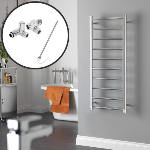 Alpine Chrome Modern Towel Warmer / Heated Towel Rail – Dual Fuel, Electric Best Quality & Price, Energy Saving / Economic To Run Buy Online From Adax SolAire UK Shop