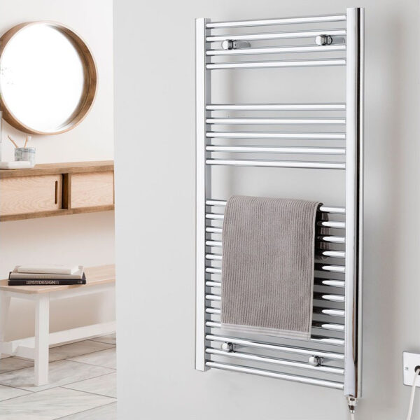 Bray Straight or Flat Heated Towel Rail / Warmer / Radiator, Chrome – Electric Best Quality & Price, Energy Saving / Economic To Run Buy Online From Adax SolAire UK Shop 6