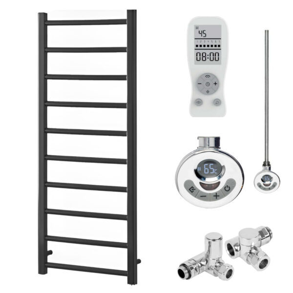 Alpine Anthracite Heated Towel Rail / Warmer – Dual Fuel + Thermostat, Timer Best Quality & Price, Energy Saving / Economic To Run Buy Online From Adax SolAire UK Shop 5