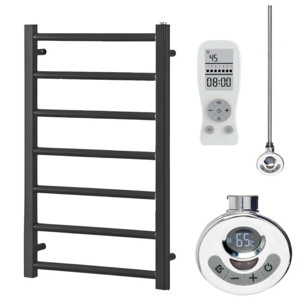 Alpine Anthracite Heated Towel Rail / Warmer – Electric + Thermostat, Timer Best Quality & Price, Energy Saving / Economic To Run Buy Online From Adax SolAire UK Shop 4
