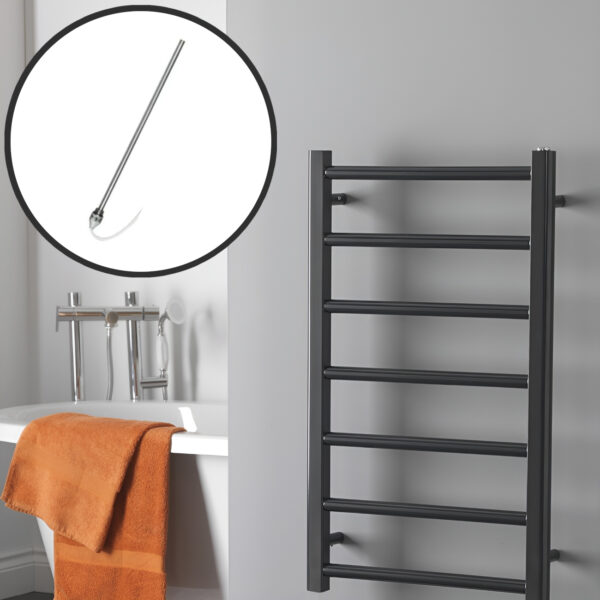 Alpine Anthracite Modern Heated Towel Rail / Warmer Bathroom Radiator Electric Best Quality & Price, Energy Saving / Economic To Run Buy Online From Adax SolAire UK Shop 3