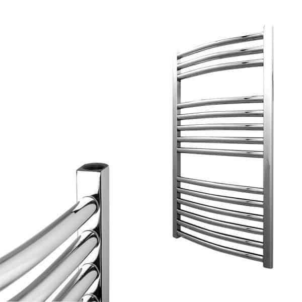 Small Bray Quality Curved Chrome Heated Towel Rail / Warmer - Central Heating
