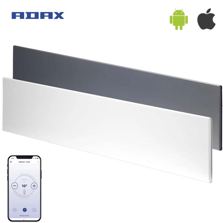 Modern Convector Radiator Made In Europe 1400W Adax Neo WIFI Smart Electric Panel Heater Wall Mounted With Timer Grey LOT 20 / ErP Compliant 