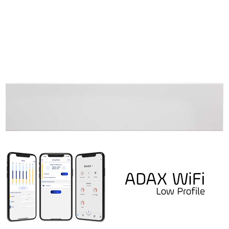 Adax Neo WiFi Panneau chauffant électrique intelligent à fixer au mur avec minuteur Convecteur moderne Conforme au lot 20 ErP Fabriqué en Europe Blanc 800 W 