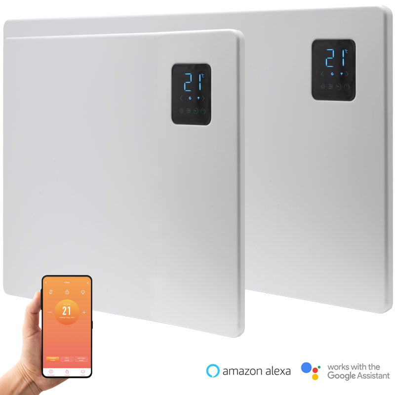Echo,Google Home,IFTT Compatible Slim Wall Mounted & Freestanding,7-Day Timer & Advanced Thermostat Control,IP24 Rated Bathroom Safe Low Energy 1200W Electric Panel Heater with Wifi Funcion 