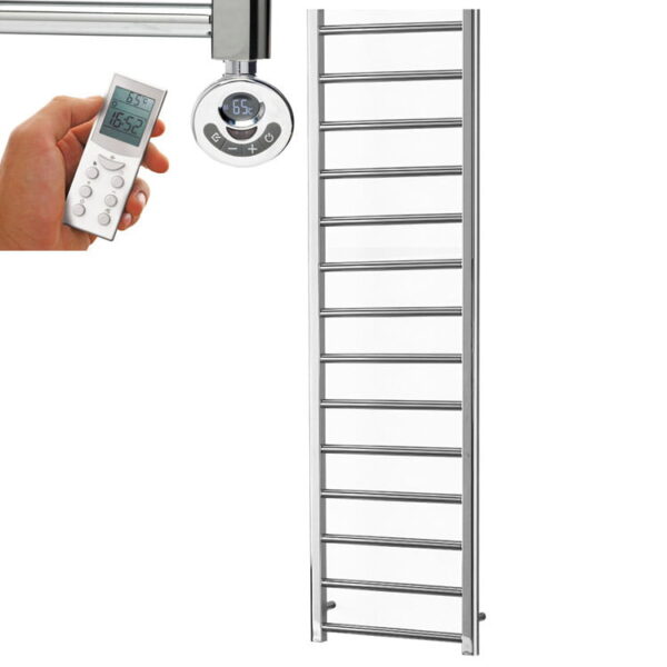 Alpine Chrome Modern Towel Warmer / Heated Towel Rail – Dual Fuel, Thermostat + Timer Best Quality & Price, Energy Saving / Economic To Run Buy Online From Adax SolAire UK Shop 17