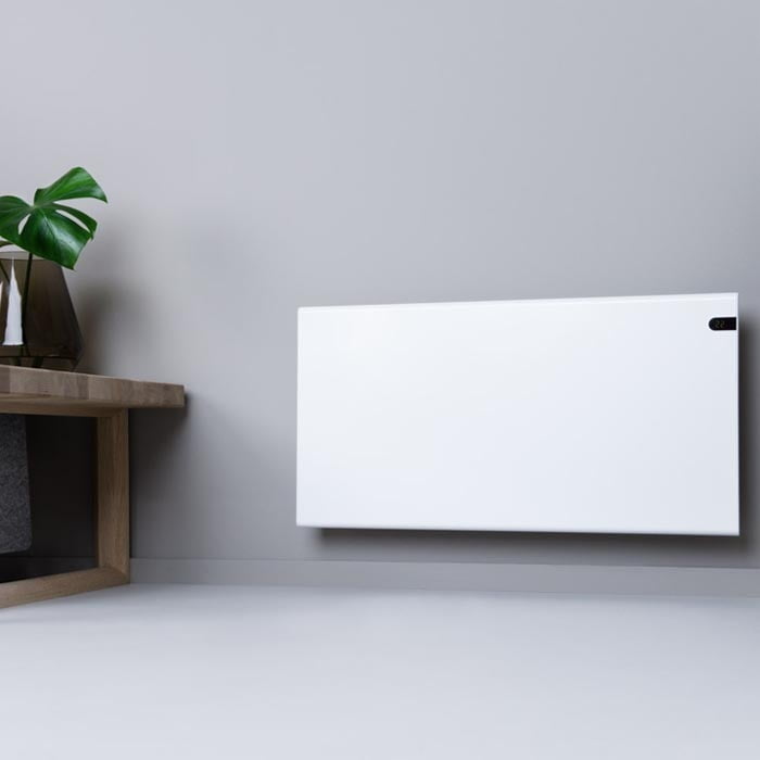 Adax Neo Electric Panel Heater / Convector Radiator With Thermostat Modern / Designer Wall Mounted 2000W Timer And Temperature Display Lava Grey 
