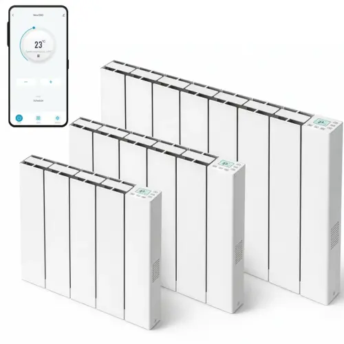 Solaire Exo WiFi Electric Radiator Aluminium Ceramic Core Smart Radiator Wall Mounted Digital Thermostat Timer Voice Control White