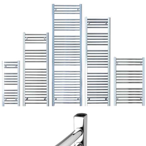 Bray Straight Chrome Heated Towel Rail - Central Heating | Adax SolAire