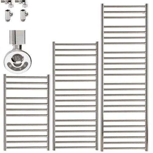 Braddan Stainless Steel Heated Towel Rail – Duel Fuel, Thermostat + Timer Best Quality & Price, Energy Saving / Economic To Run Buy Online From Adax SolAire UK Shop