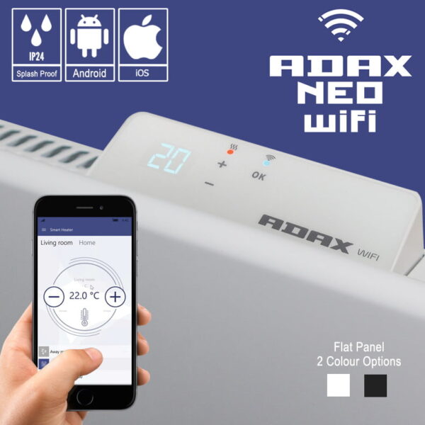 Adax Neo Wifi Low Profile Portable Electric Radiator + Timer, Modern Best Quality & Price, Energy Saving / Economic To Run Buy Online From Adax SolAire UK Shop 23