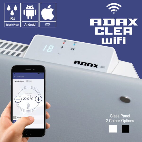 ADAX Clea WiFi Glass Energy Efficient Electric Heater, Thermostat and Timer Portable / Freestanding Best Quality & Price, Energy Saving / Economic To Run Buy Online From Adax SolAire UK Shop 11