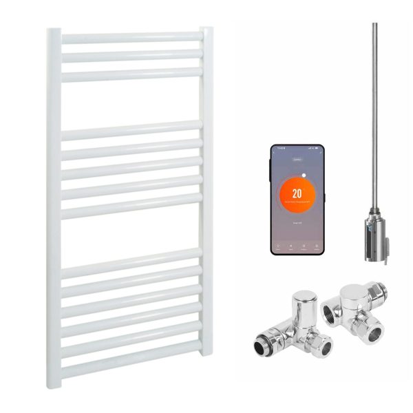 Bray Straight White | Dual Fuel Towel Rail with Thermostat, Timer + WiFi Control Best Quality & Price, Energy Saving / Economic To Run Buy Online From Adax SolAire UK Shop 14