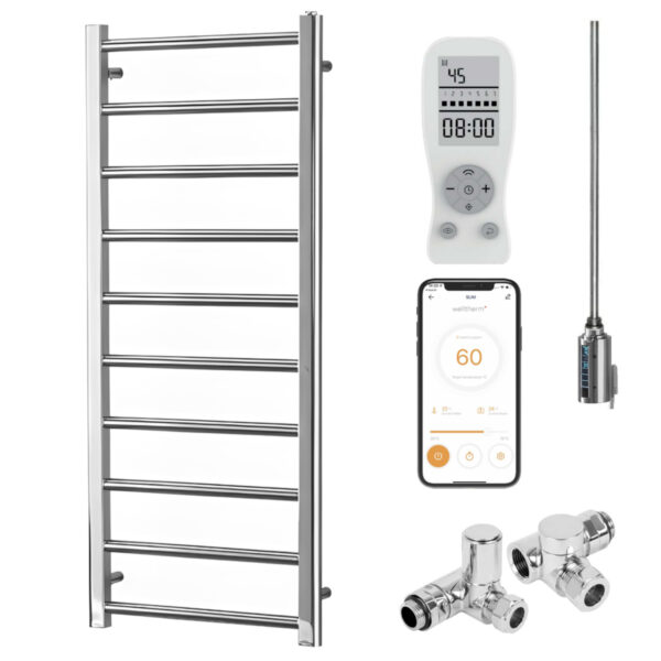 Alpine Chrome | Dual Fuel Towel Rail with Thermostat, Timer + WiFi Control Best Quality & Price, Energy Saving / Economic To Run Buy Online From Adax SolAire UK Shop 5