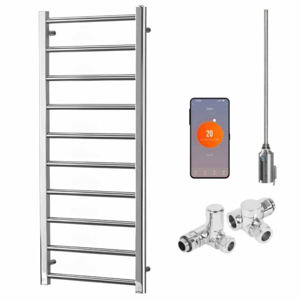 Alpine Chrome | Dual Fuel Towel Rail with Thermostat, Timer + WiFi Control Best Quality & Price, Energy Saving / Economic To Run Buy Online From Adax SolAire UK Shop 14