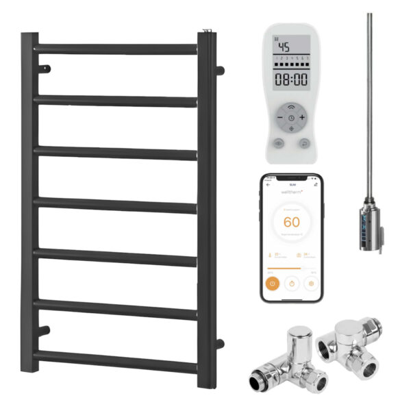 Alpine Anthracite | Dual Fuel Towel Rail with Thermostat, Timer + WiFi Control Best Quality & Price, Energy Saving / Economic To Run Buy Online From Adax SolAire UK Shop 5