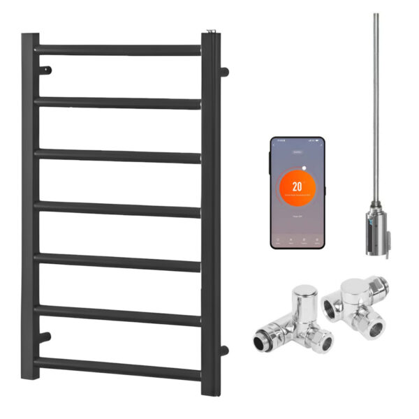 Alpine Anthracite | Dual Fuel Towel Rail with Thermostat, Timer + WiFi Control Best Quality & Price, Energy Saving / Economic To Run Buy Online From Adax SolAire UK Shop 15