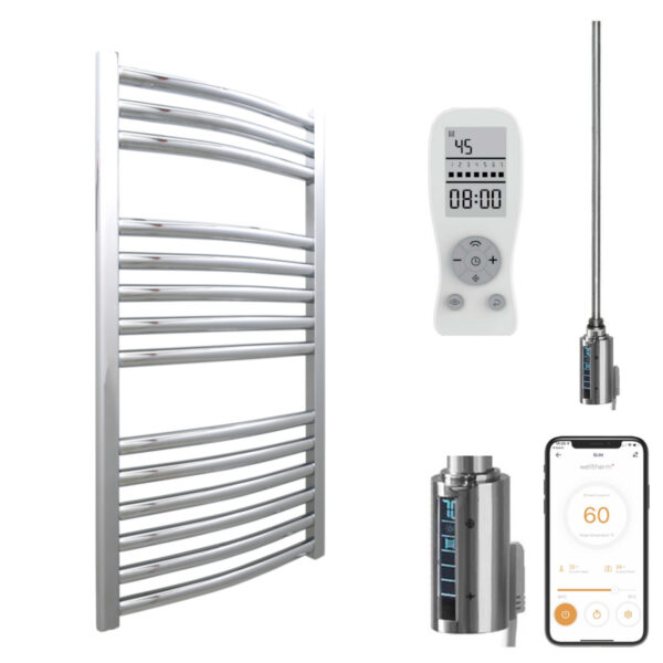 Bray Curved Chrome | Smart Electric Towel Rail with Thermostat, Timer + WiFi Control Best Quality & Price, Energy Saving / Economic To Run Buy Online From Adax SolAire UK Shop 4