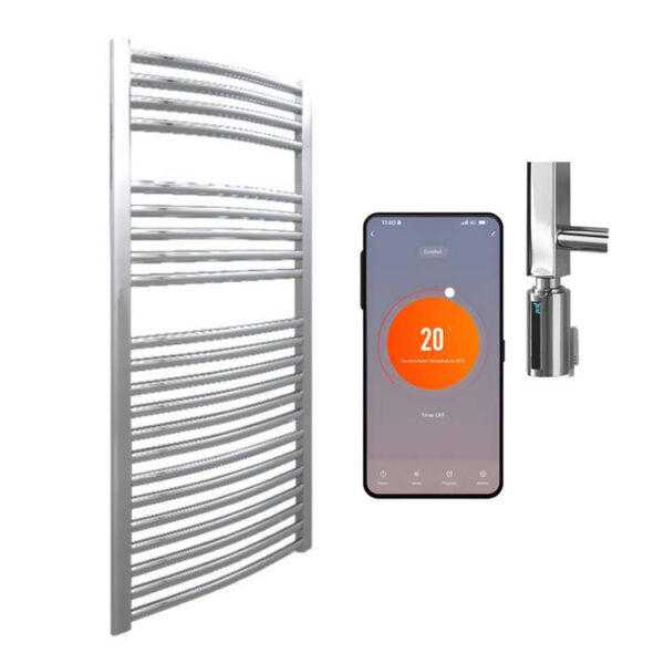 Bray Curved Chrome | Smart Electric Towel Rail with Thermostat, Timer + WiFi Control Best Quality & Price, Energy Saving / Economic To Run Buy Online From Adax SolAire UK Shop 8